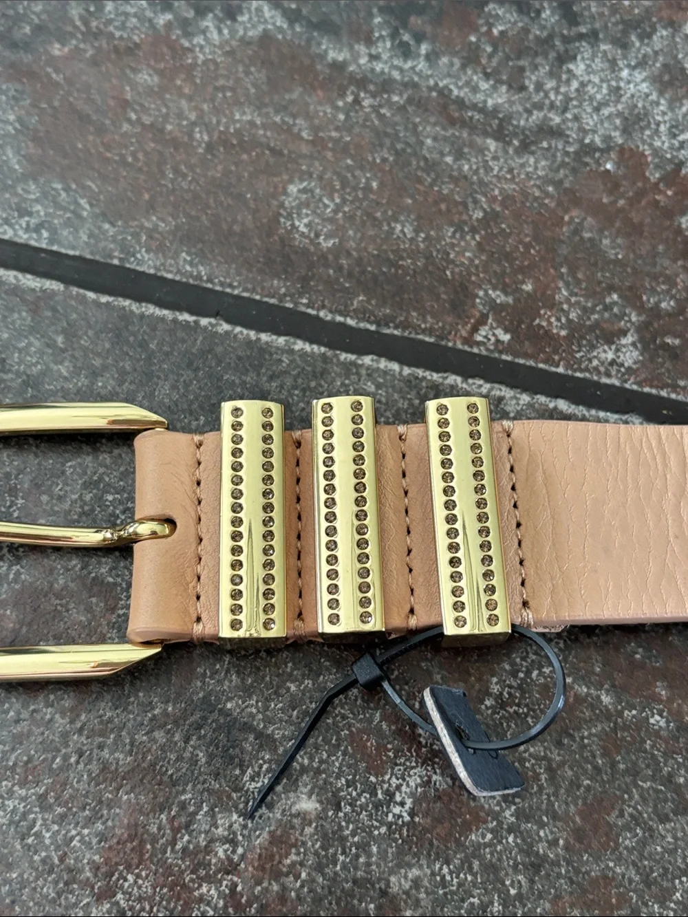J. Crew Nude/Tan Leather Belt with Gold Buckle and Accents - Picture 8 of 8